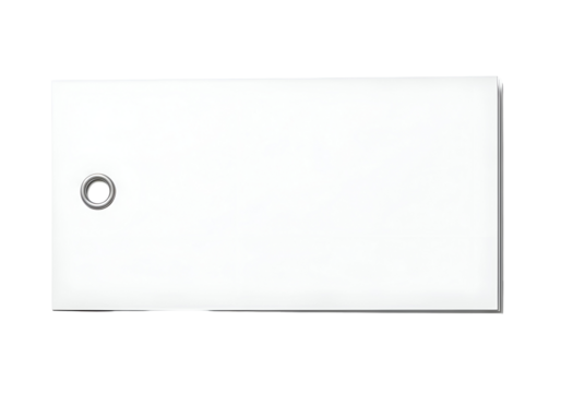 Blank rectangular tag with a metal eyelet.