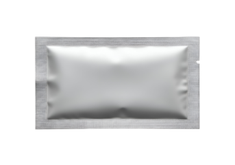 Blank silver foil pouch packaging mockup.