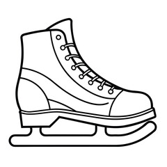 Ice Skate Outline Vector &ndash; Minimal Winter Sports Icon on White Background