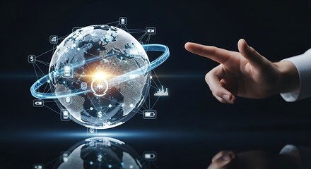 Global Network: Hand Interacting with Holographic Earth, Data Visualization