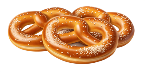 Realistic Digital Illustration of Freshly Baked Soft Pretzels with Golden-Brown Crust on Transparent Background
Glossy Twisted Pretzels with Coarse Salt – High-Detail Food Illustration Isolated on Tra