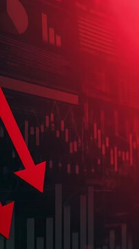 Abstract Falling Stock Market Chart With Red Down Arrows Graphic