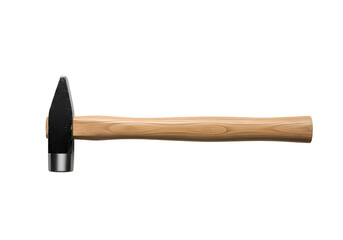 Close-up of a wooden-handled hammer.