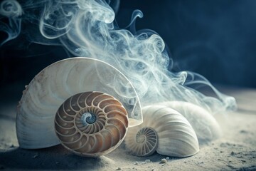 Obraz premium Nautilus Shells with Smoke
