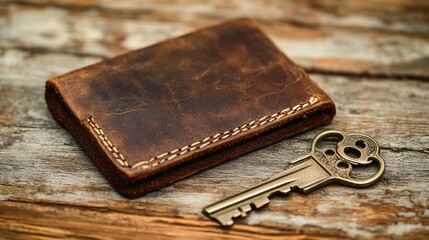 Rustic Leather Wallet & Key