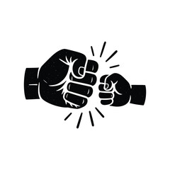 Fist bump icon – father and child fist gesture symbol for love, friendship, teamwork and family bond design