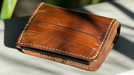 Handmade Leather Wallet, Brown