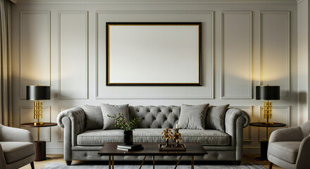 Elegant Canvas Mockup in Modern Classic Living Room