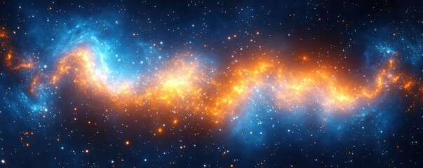 Obraz premium Vibrant spiral galaxy glowing with bright orange and blue cosmic dust and countless stars in deep space