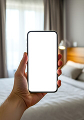 Hand Holding Blank Smartphone Mockup