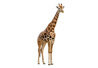 Fototapeta premium Full shot of a giraffe against a black background.