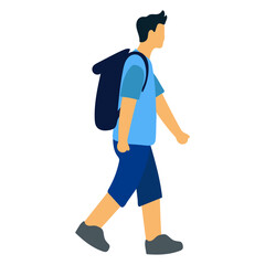 Man Walking with Backpack Illustration