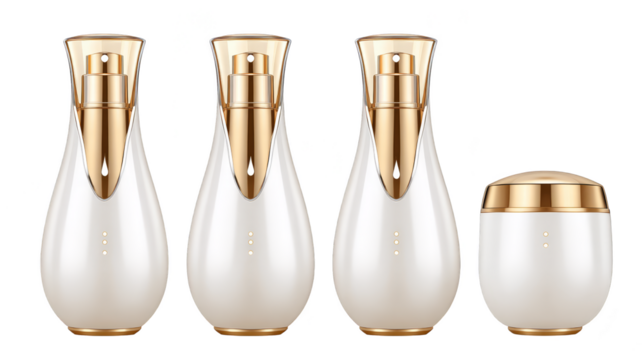 Elegant white vases with gold lids, enhance your home decor with a touch of sophistication