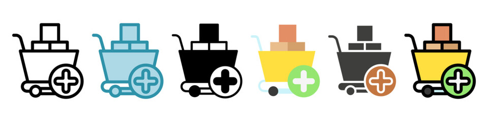 Add to Cart multi style, mini illustration icon. use for modern concept, print, UI, UX kit, web and app development. Vector related to commerce, retail, marketing and shopping.