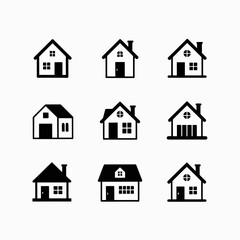 Set of House Icons in Different Designs