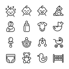 Set of Baby Icons for Care and Essentials