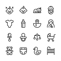 Set of Baby Icons for Care and Essentials