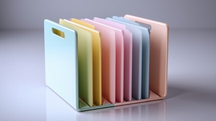 High-Quality 3D Icon of a Foldable Document Holder in Pastel Colors
