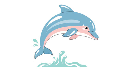 Cute Cartoon Dolphin Vector Illustration
