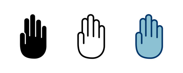 Hand icon vector isolated on white background. Hand gesture. hand stop