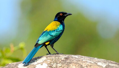Fototapeta premium Colorful bird perched on rock