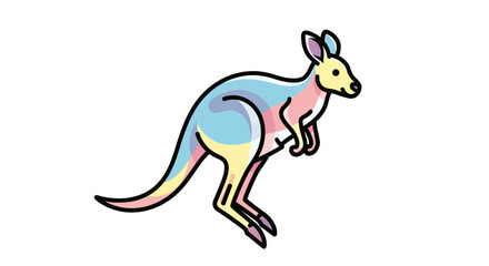 Fototapeta premium Cute Colorful Kangaroo Cartoon Vector Illustration 