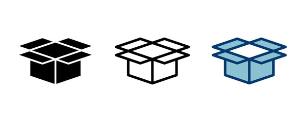 Box icon vector isolated on white background. Cardboard box, packaging open. Box vector icon