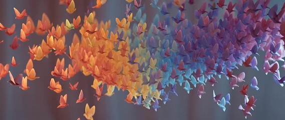 Anamorphic video open book with colorful birds flying out. Ideal for themes related to education, literature, fantasy, dreams, and personal growth.