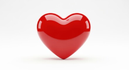 Fototapeta premium Glossy Red Heart: Symbol of Love, Valentine's Day, and Affection on White Background