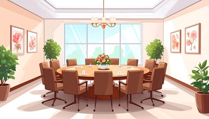 Fototapeta premium Meeting Room with Flowers