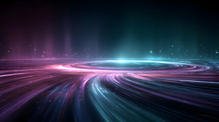 Obraz premium abstract futuristic background portal tunnel with pink blue and green glowing neon moving high speed wave lines and glare lights. Data transfer concept Science style wallpaper
