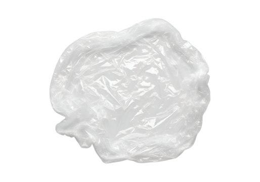Wrinkled transparent plastic sheet on a black background.
