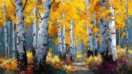Yellow and Gold Birch Trees