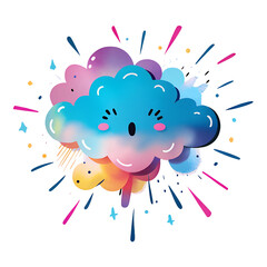 Colorful Pop Art Flowing Cloud Background &ndash; Vibrant Abstract Pastel Gradient Sky Design &ndash; Creative Retro Aesthetic