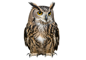 Fototapeta premium Detailed close-up of an owl against a black background.