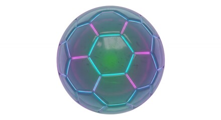 Naklejka premium Soccer ball with neon outlines on white background