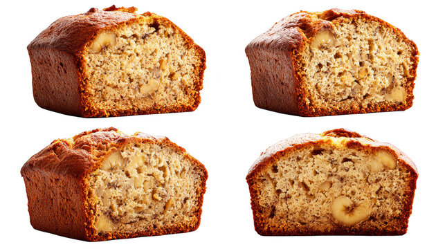 Closeup of four bread slices on rustic wooden board, simple food photography four - Powered by Adobe