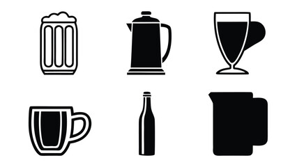 Fototapeta premium Various drink containers beer mug french press