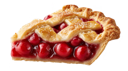 Delicious slice of pie with cherries, a sweet treat for dessert lovers delicious