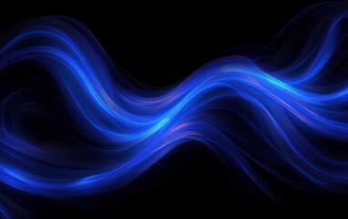 Obraz premium Abstract flowing blue waves with smooth flowing lines on a black background evoking a sense of fluidity and calm energy