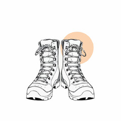 Illustration of hiking boots symbolizing outdoor adventure and exploration concept