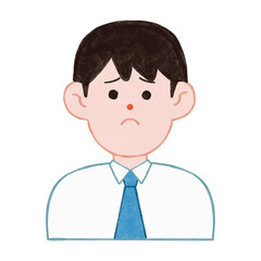 若い会社員 男性 スーツ 悲しい 落ち込む 表情 ビジネス