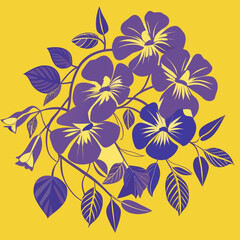 Purple and yellow floral arrangement isolated on transparent background isolated on white background