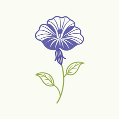 Purple and white flower with green leaves isolated on transparent background isolated on white background
