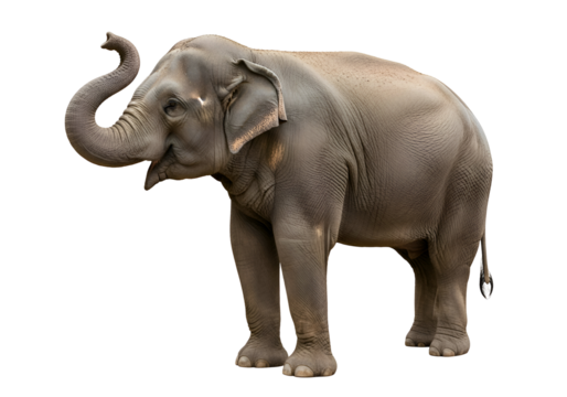 Side view of an elephant against a black background.