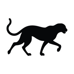 Black silhouette of a cheetah walking on a white background animal wildlife