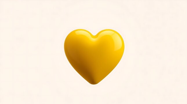 3d rendering of yellow heart on white background with copy space.