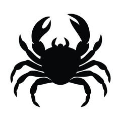 Black silhouette of a crab with raised claws on white background vector