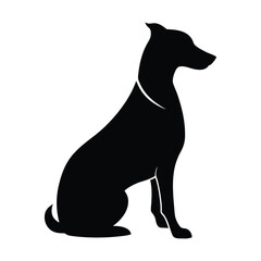 Black silhouette of a dog sitting on a white background vector 1