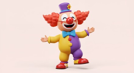 Cartoon clown character smiling with colorful costume isolated illustration